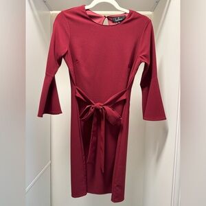 Lulu's Red Sheath Dress with 3/4 Bell Sleeves